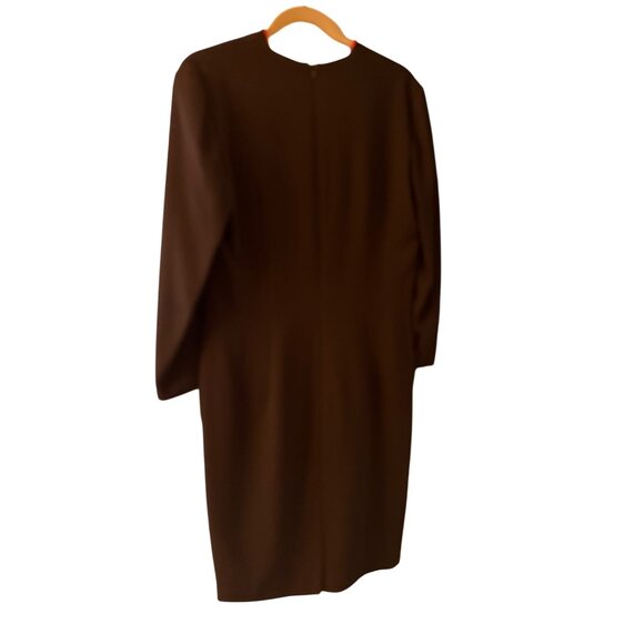 Vintage 80s Richard Warren Neiman Marcus Black Dress Green Red Trim Long Sleeve - Picture 4 of 8